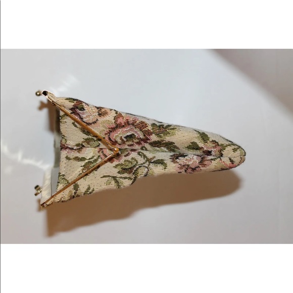 Vintage Carpet Tapestry Women JR Bag Purse Frame Gold Floral Canada - Picture 7 of 7